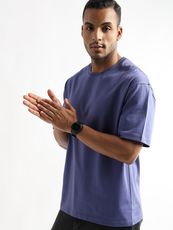 Twilight Purple Solid Oversized T-Shirt