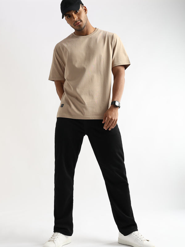 Irish Cream Solid Oversized T-Shirt