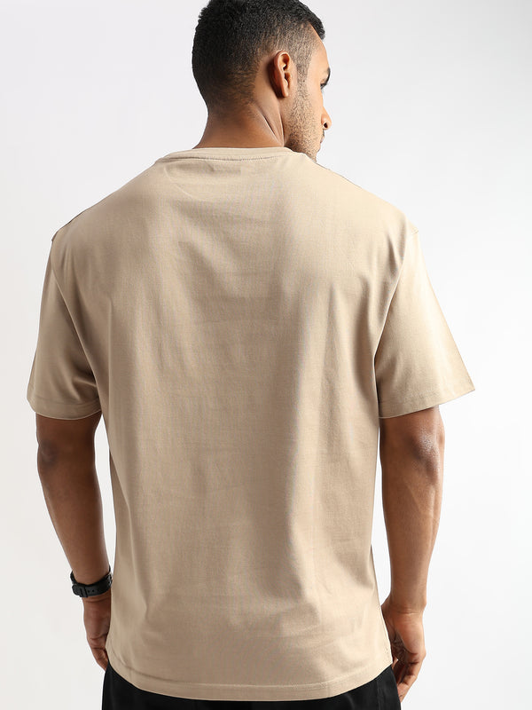 Irish Cream Solid Oversized T-Shirt