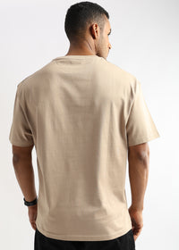Irish Cream Solid Oversized T-Shirt