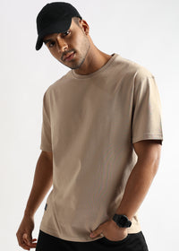 Irish Cream Solid Oversized T-Shirt
