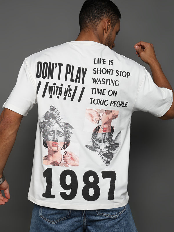 Star White Avoid Toxic People Graphic Oversized