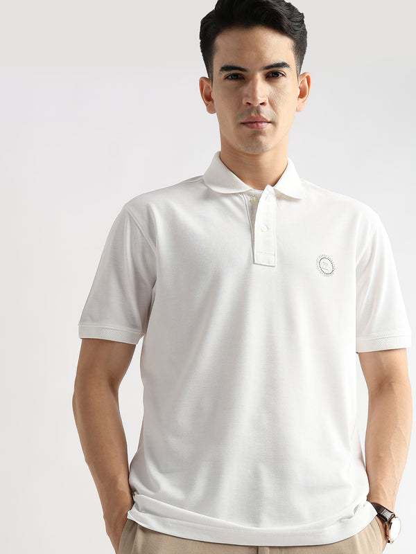 Star White Solid Polo T-Shirt