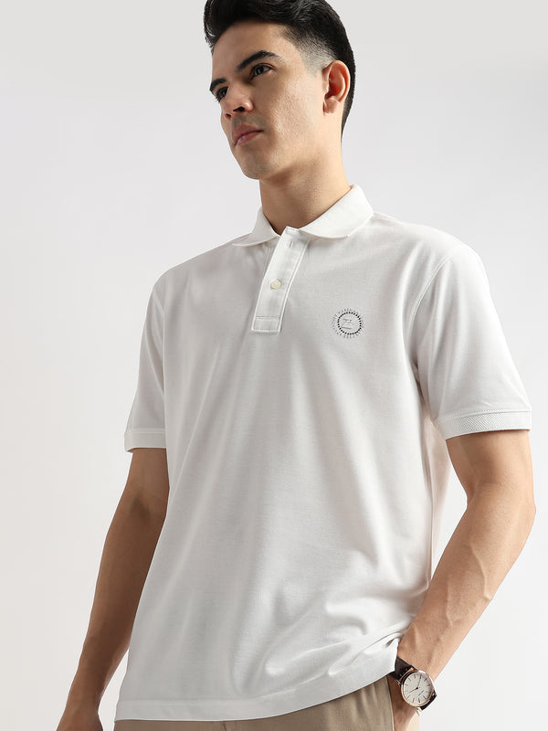 Star White Solid Polo T-Shirt