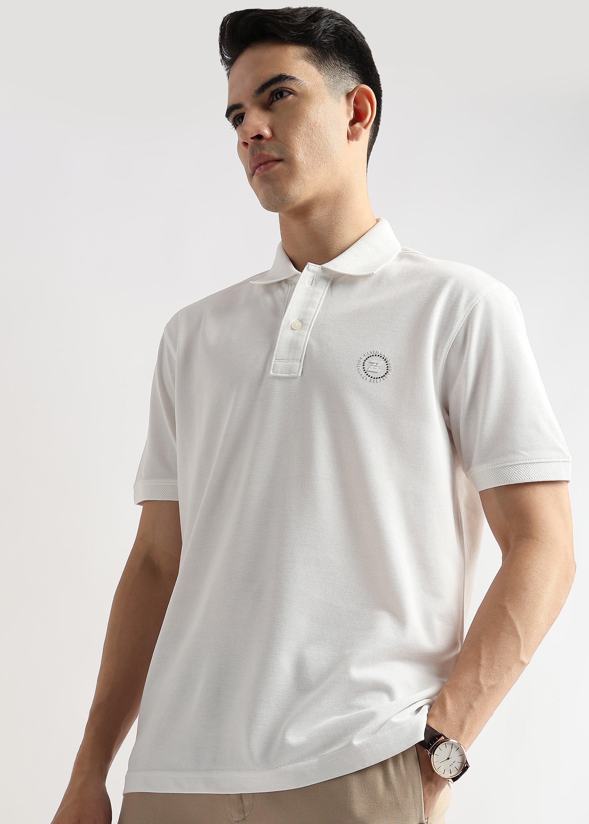 Star White Solid Polo T-Shirt