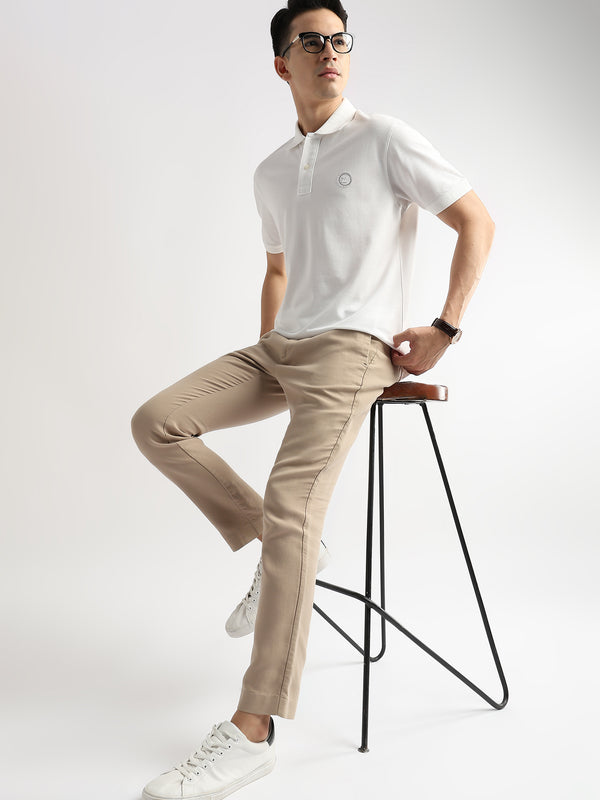 Star White Solid Polo T-Shirt