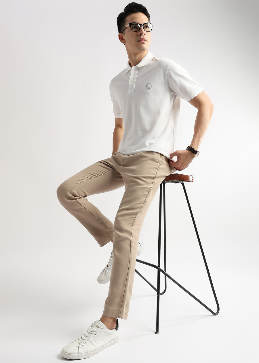 Star White Solid Polo T-Shirt