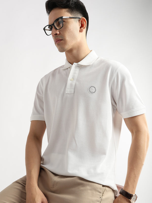 Star White Solid Polo T-Shirt