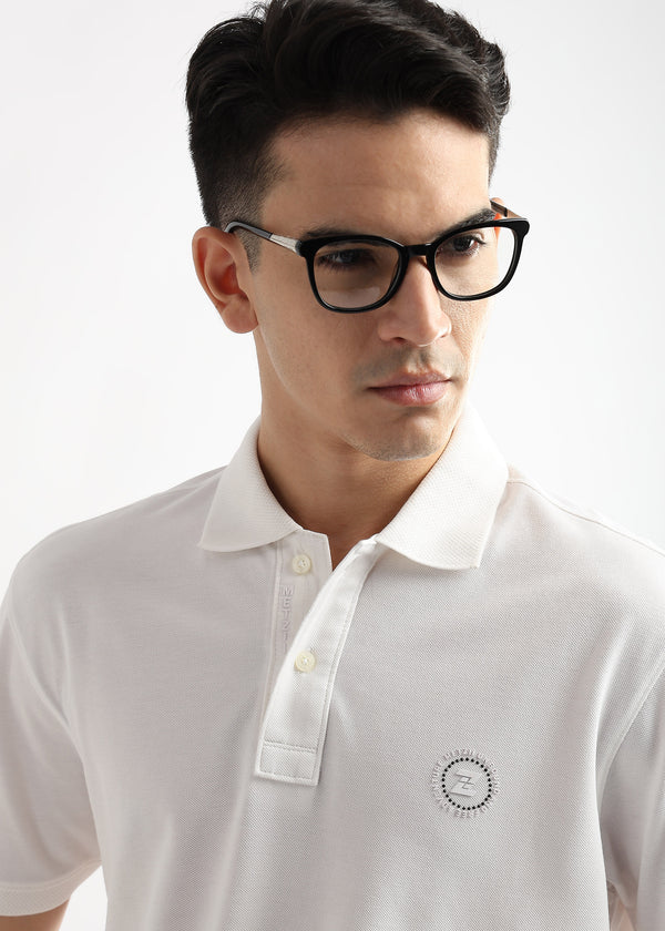 Star White Solid Polo T-Shirt