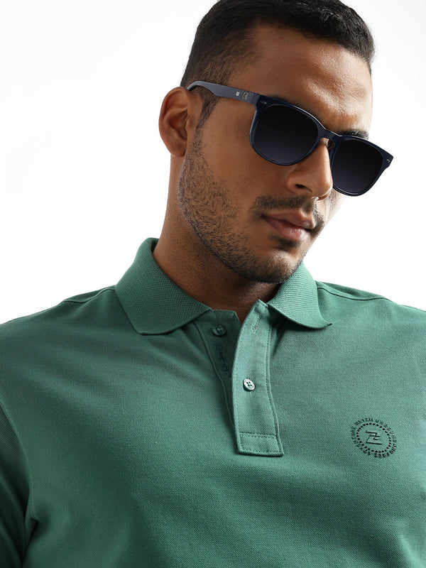 Fir Green Solid Polo T-Shirt
