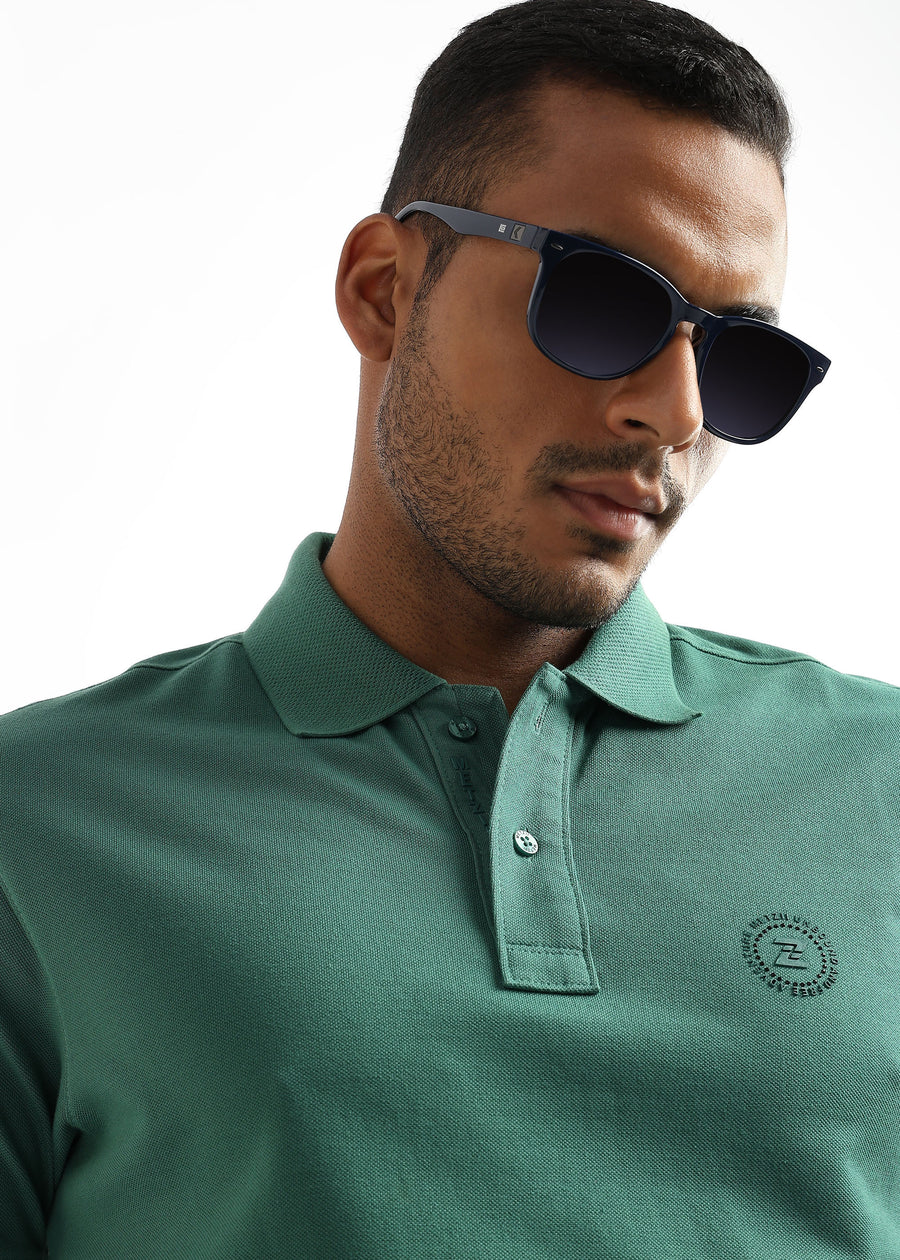 Fir Green Solid Polo T-Shirt