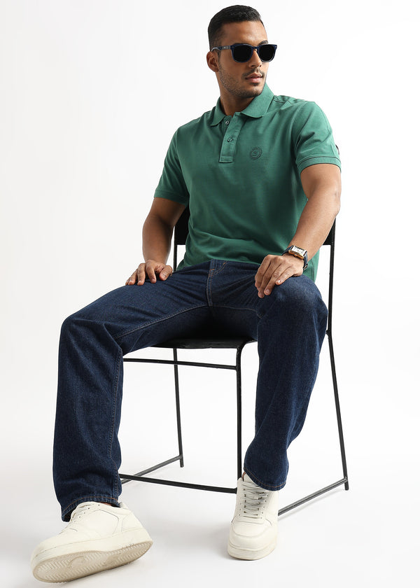 Fir Green Solid Polo T-Shirt
