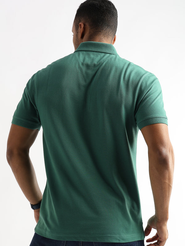 Fir Green Solid Polo T-Shirt