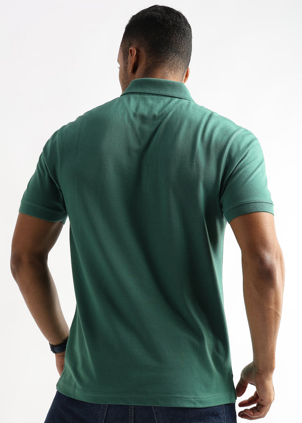Fir Green Solid Polo T-Shirt