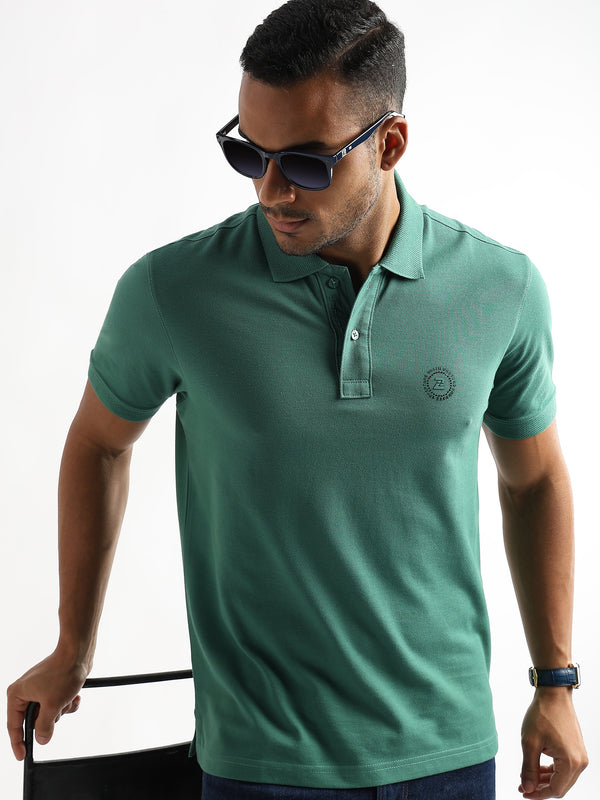 Fir Green Solid Polo T-Shirt