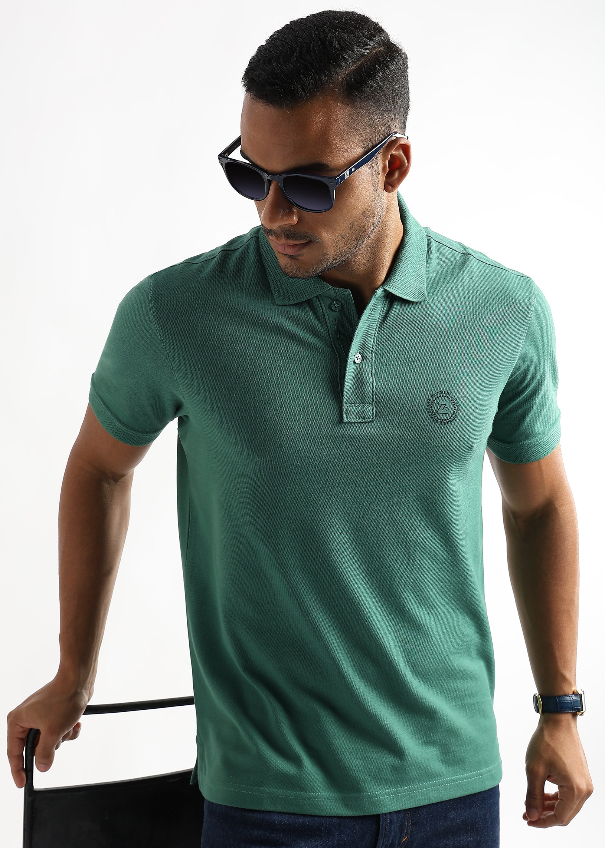 Fir Green Solid Polo T-Shirt