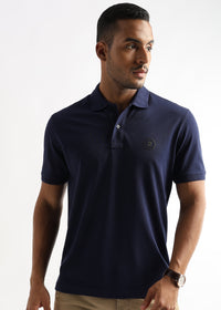 Iris Navy Solid Polo T-Shirt