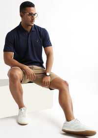 Iris Navy Solid Polo T-Shirt