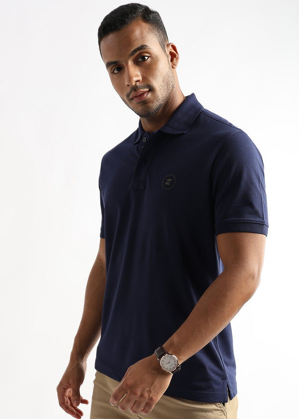 Iris Navy Solid Polo T-Shirt