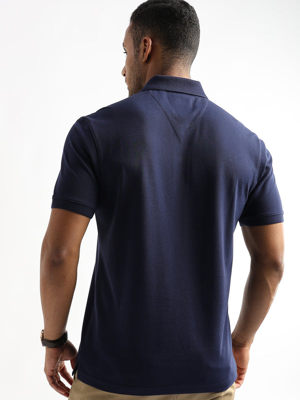 Iris Navy Solid Polo T-Shirt