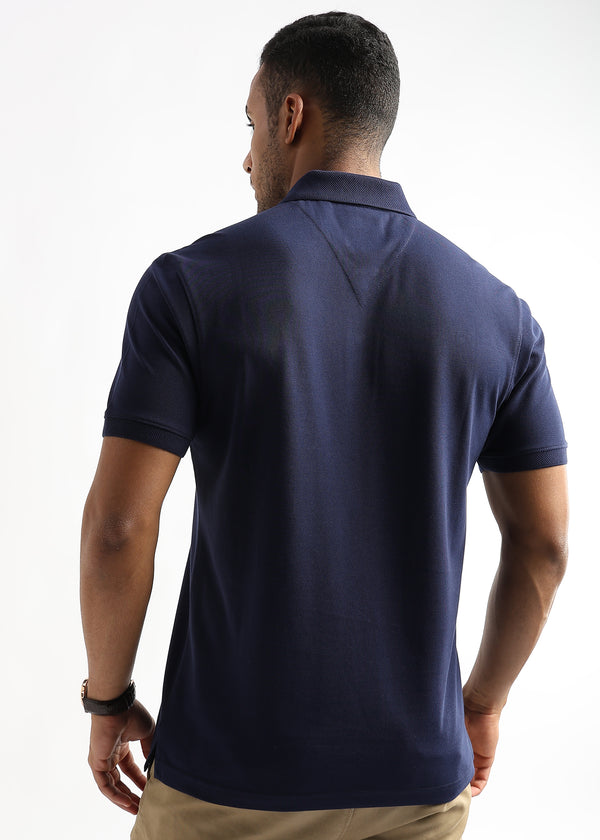 Iris Navy Solid Polo T-Shirt