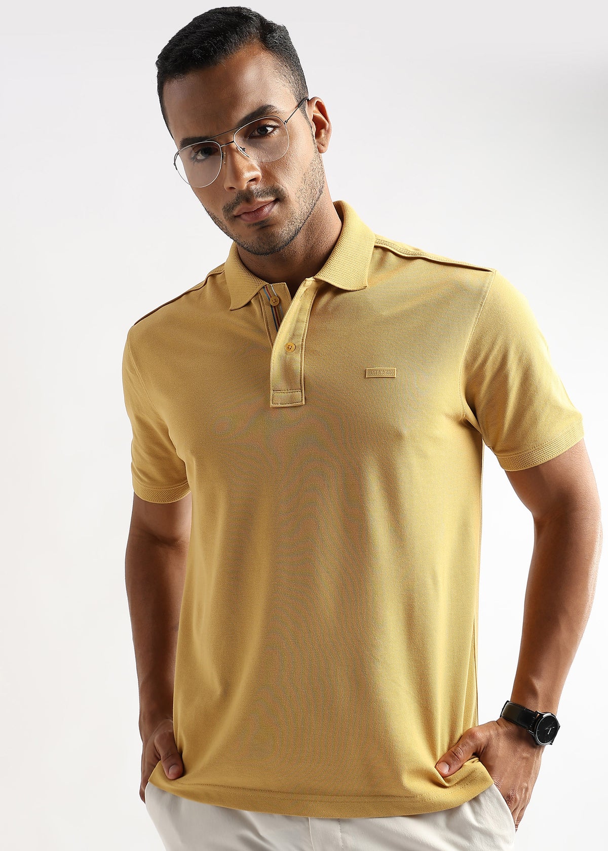 Tinsel Yellow Solid Polo T-Shirt