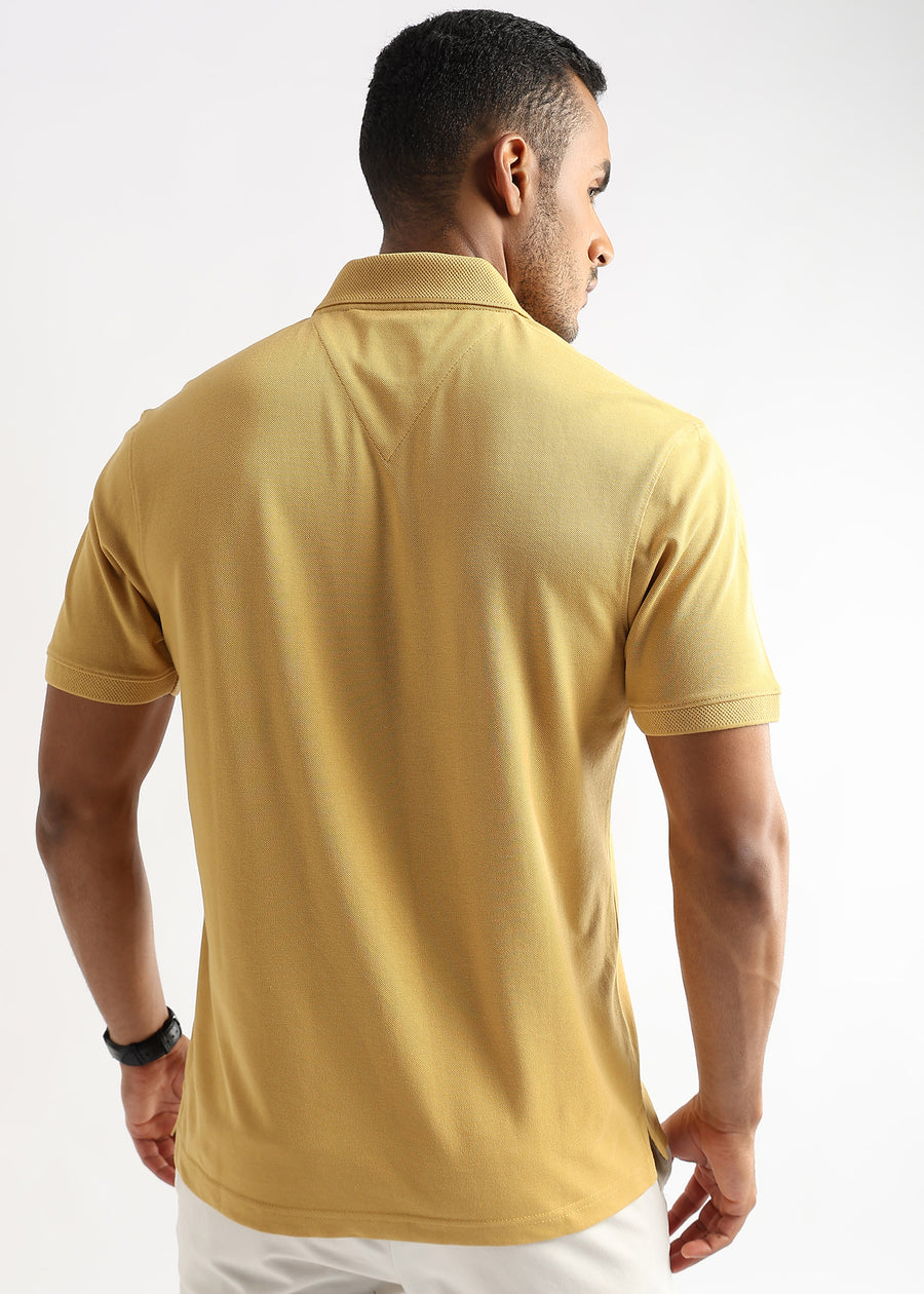 Tinsel Yellow Solid Polo T-Shirt