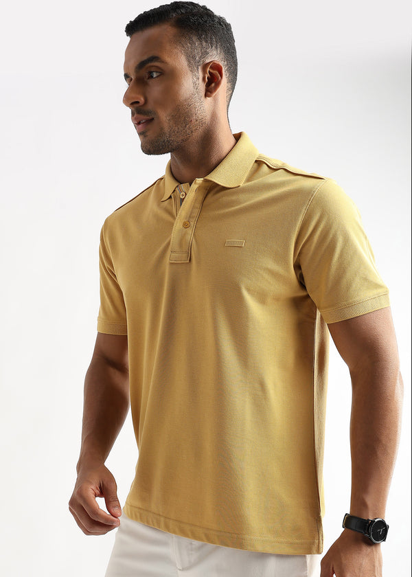 Tinsel Yellow Solid Polo T-Shirt