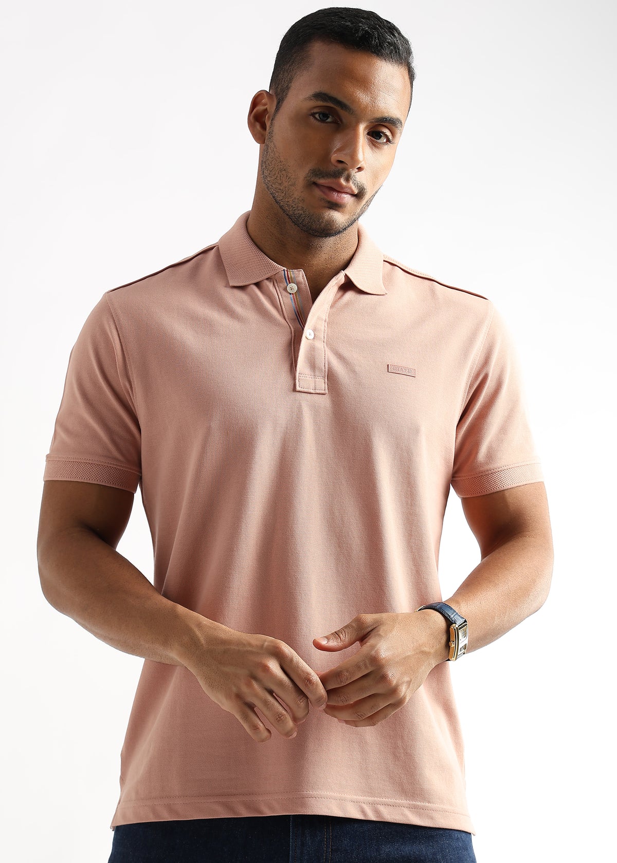 Dusty Pink Solid Polo T-Shirt