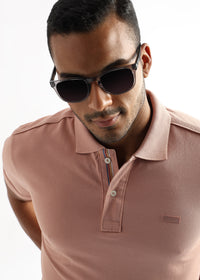 Dusty Pink Solid Polo T-Shirt