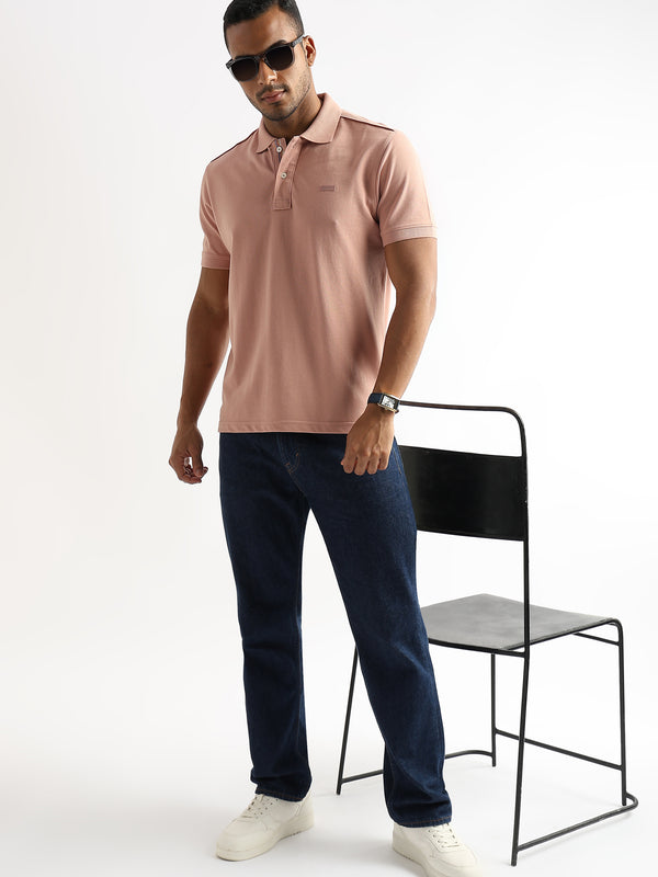 Dusty Pink Solid Polo T-Shirt