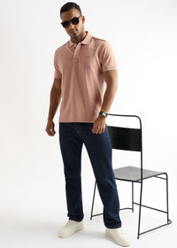 Dusty Pink Solid Polo T-Shirt