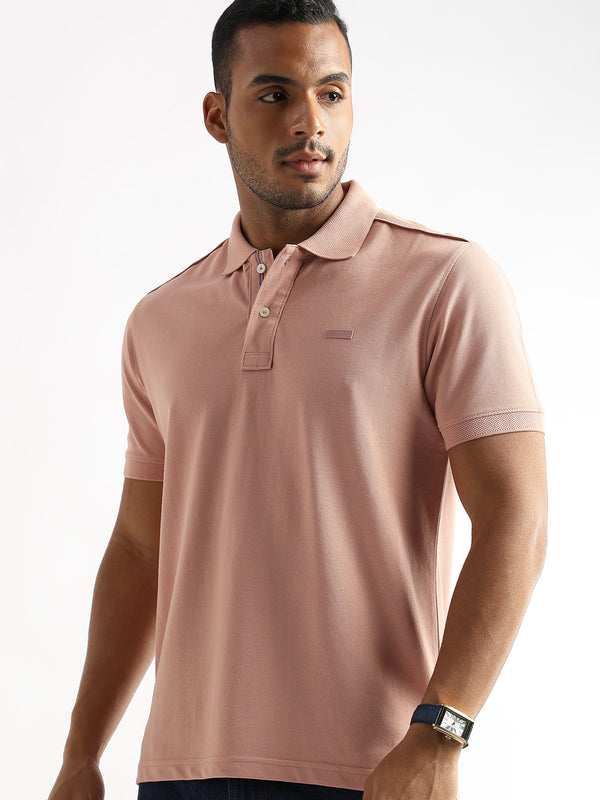 Dusty Pink Solid Polo T-Shirt