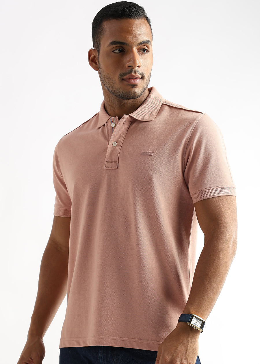Dusty Pink Solid Polo T-Shirt
