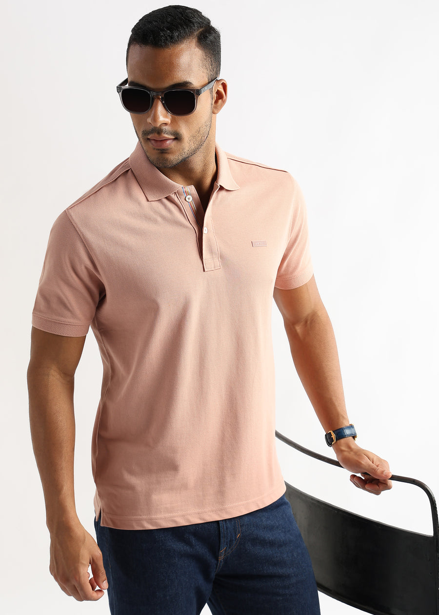 Dusty Pink Solid Polo T-Shirt