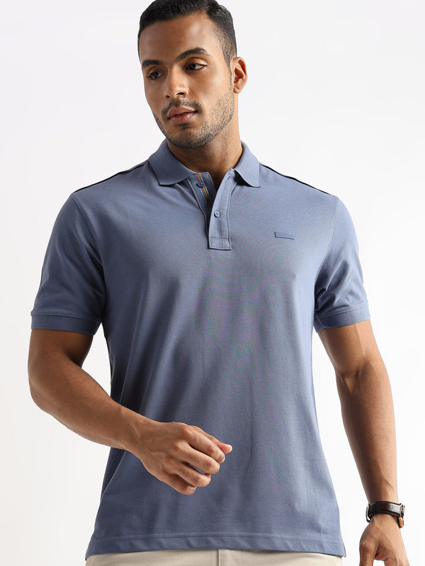 Moonlight Blue Solid Polo T-Shirt