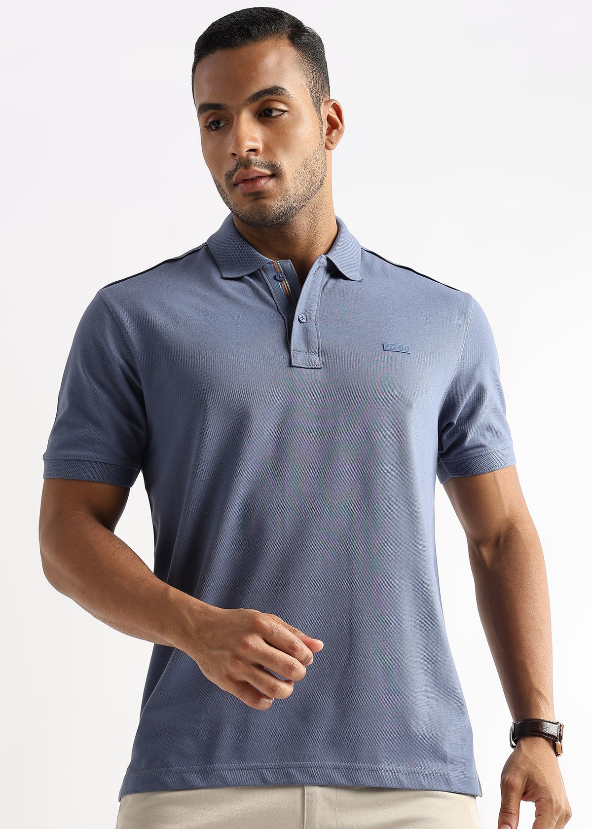 Moonlight Blue Solid Polo T-Shirt