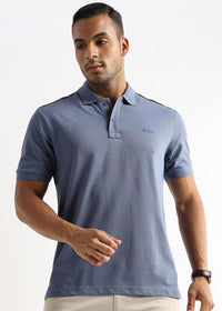 Moonlight Blue Solid Polo T-Shirt