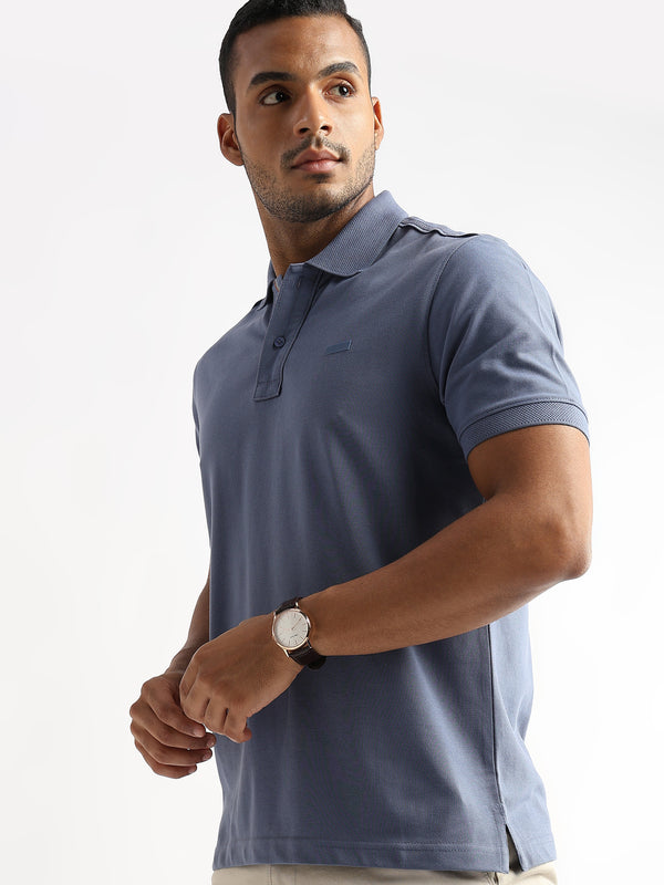 Moonlight Blue Solid Polo T-Shirt