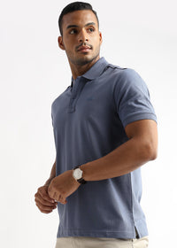 Moonlight Blue Solid Polo T-Shirt