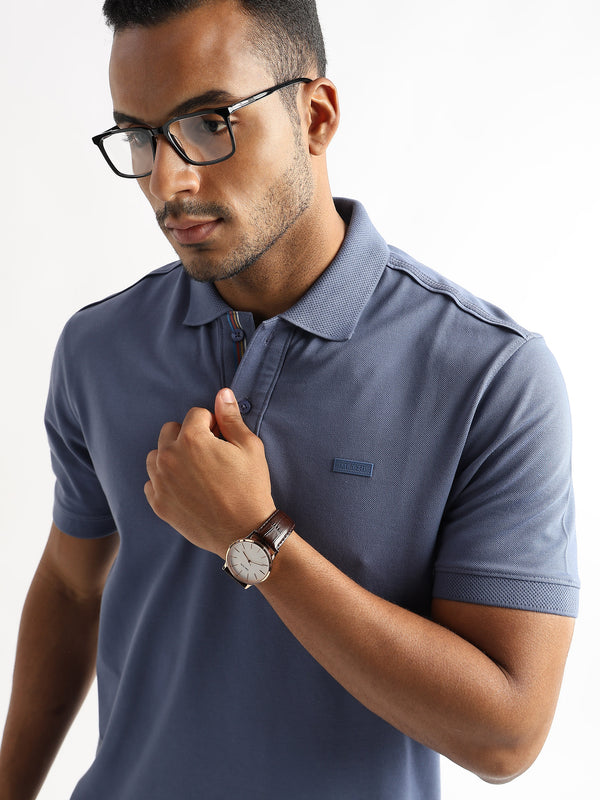 Moonlight Blue Solid Polo T-Shirt