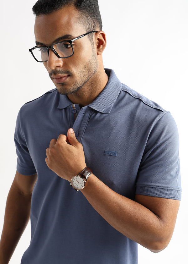 Moonlight Blue Solid Polo T-Shirt