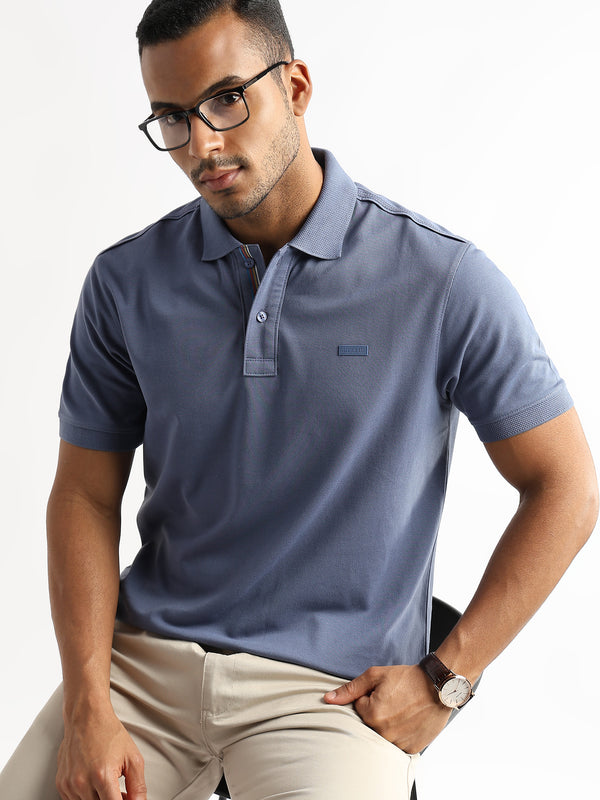 Moonlight Blue Solid Polo T-Shirt