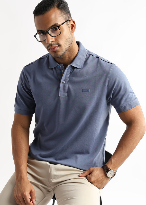 Moonlight Blue Solid Polo T-Shirt