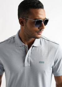 High Rise Gray Solid Polo T-Shirt