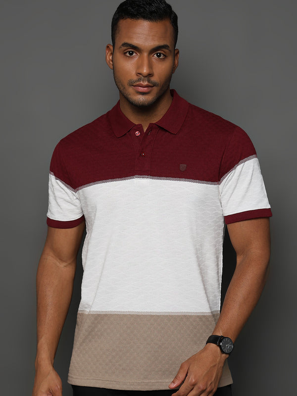 Daimond Jacquard Structure Maroon and White Stripes