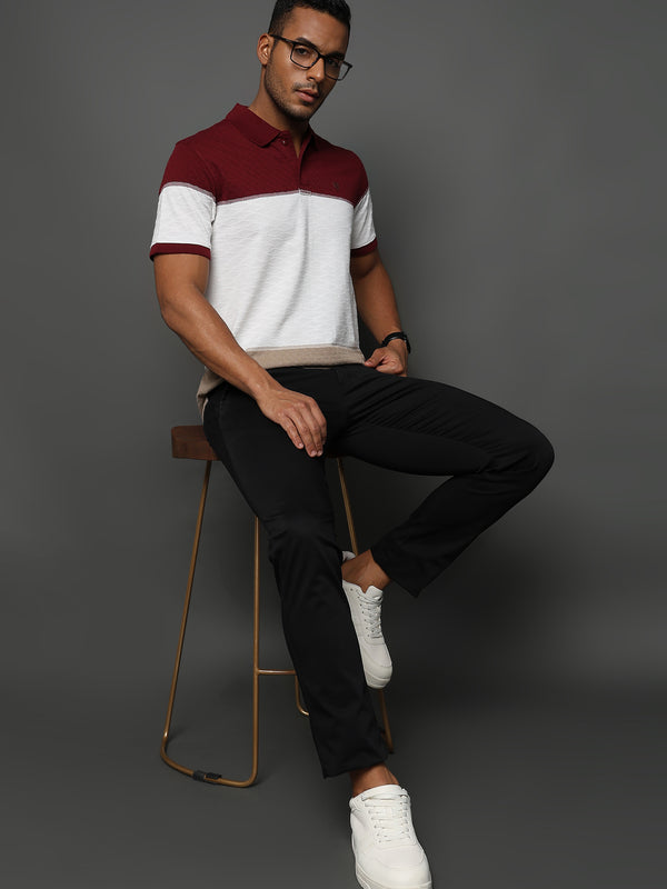 Daimond Jacquard Structure Maroon and White Stripes