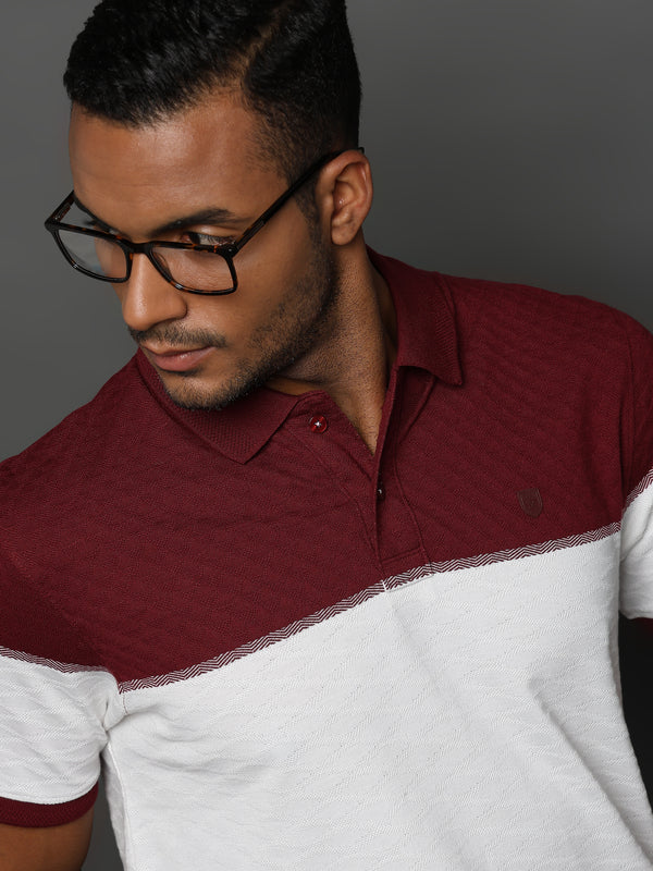 Daimond Jacquard Structure Maroon and White Stripes