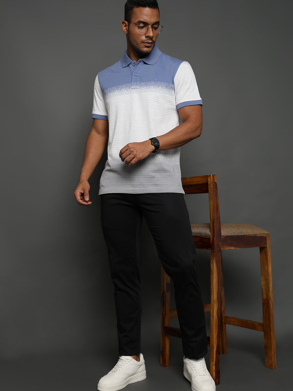 Spray Jacquard Structure Stripes Blue and White