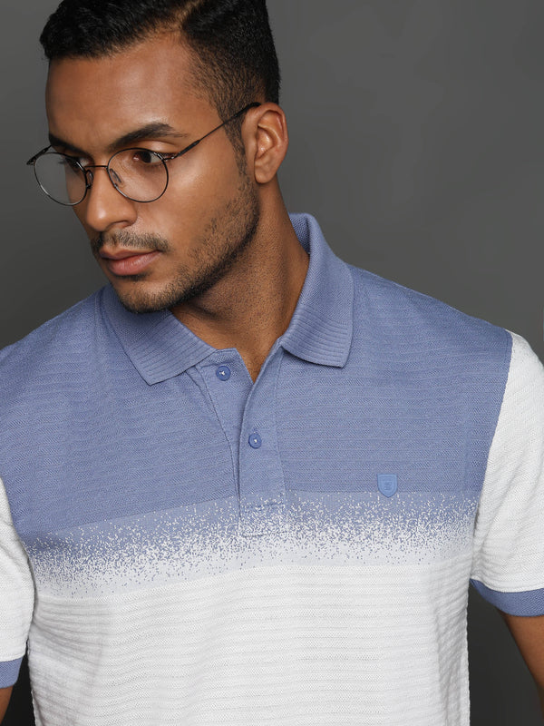 Spray Jacquard Structure Stripes Blue and White